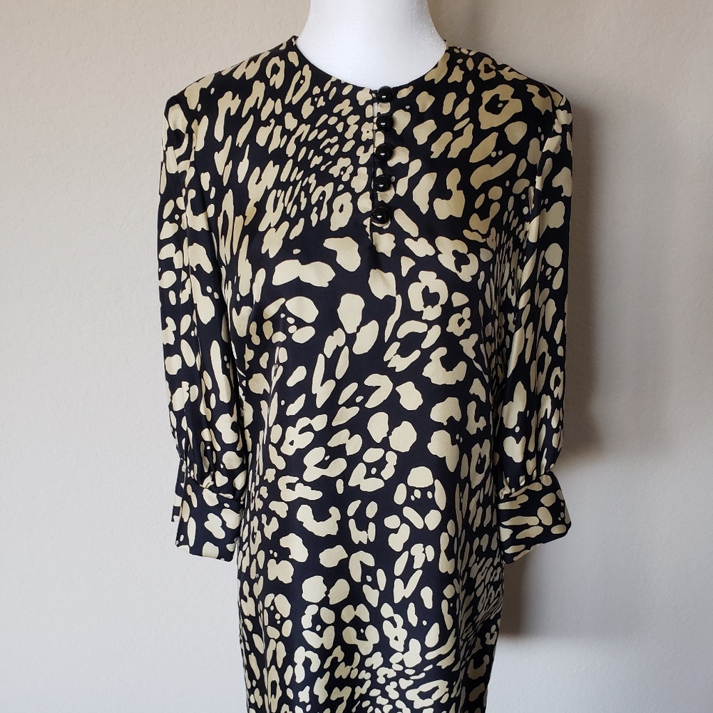 Milly of NY Black and Tan Animal Print Shift Dress